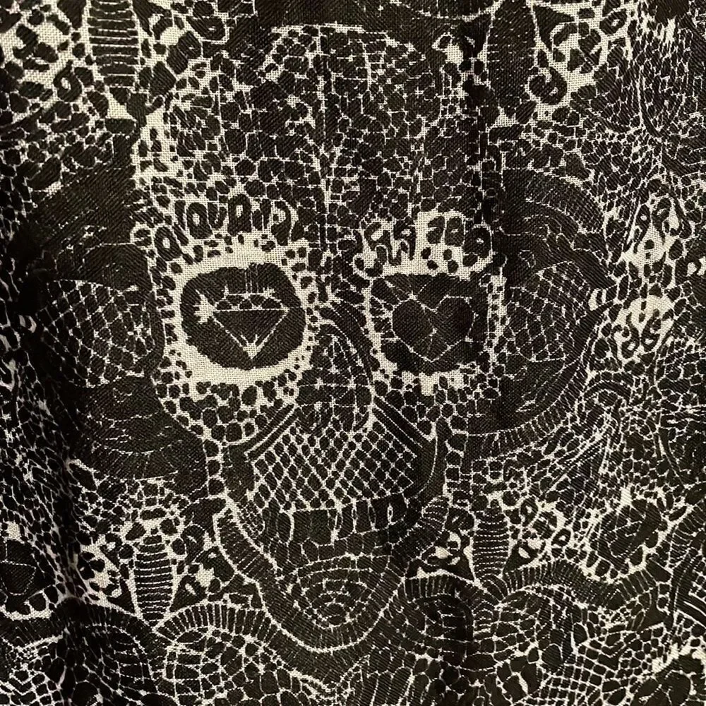 BONGO skull print and black infinity scarf in lightweight woven fabric